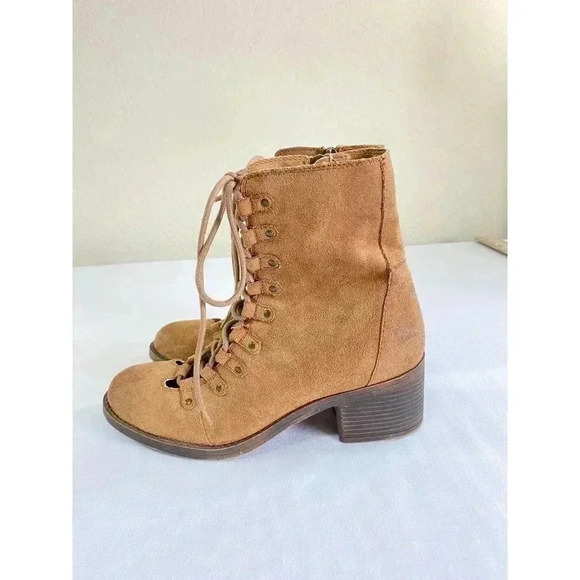 Billabong Womens March To The Sea Combat Boots Brown Zipper Lace Up 6 - Picture 6 of 10